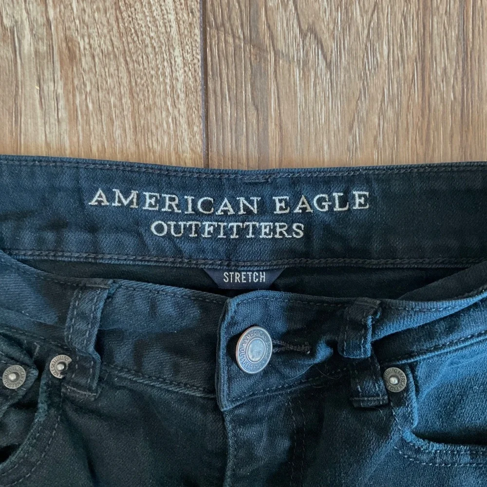 American Eagle Outfitters Black Distressed Denim Shorts